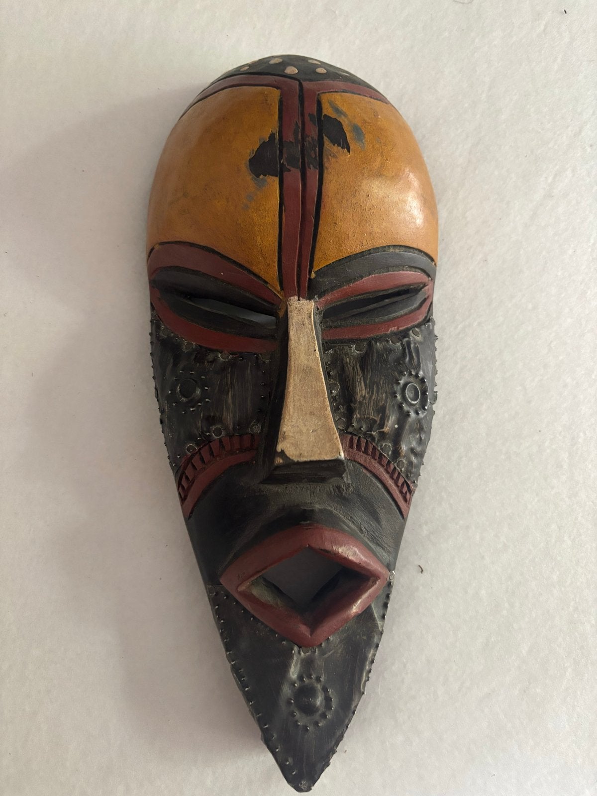 Decoratief Afrikaans Masker - Handgesneden Hout, Afrika, Masker, Meerkleurig, Gesneden