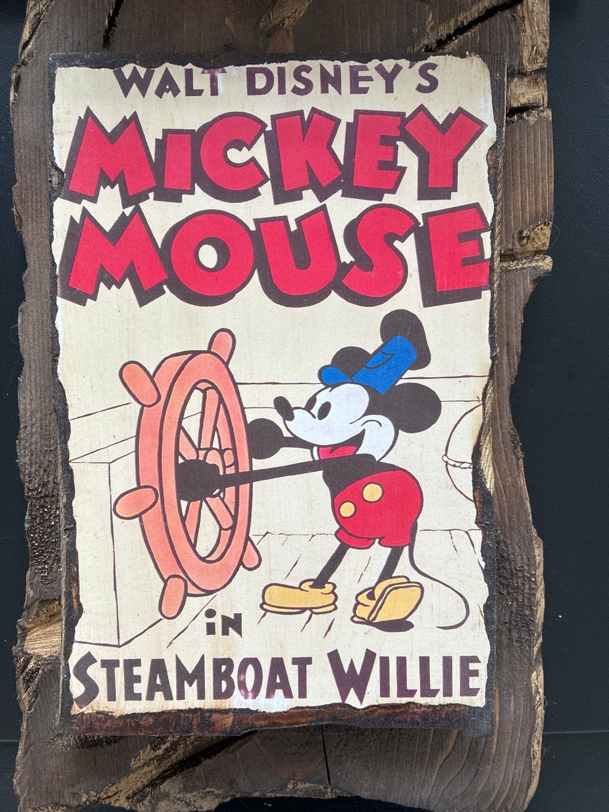 Mickey Mouse Steamboat Willie Wanddecoratie Hout, Verzamelen, Ophalen of Verzenden, Gebruikt