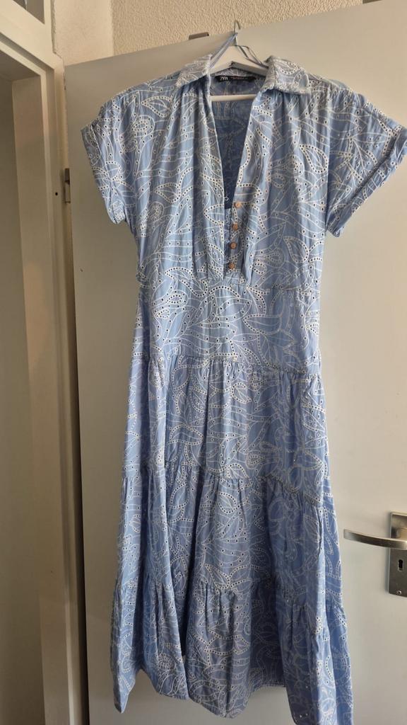 Zara Geborduurd Broderie Jurk - Lichtblauw, Kleding | Dames, Blauw, Ophalen of Verzenden, Zo goed als nieuw, Maat 36 (S)
