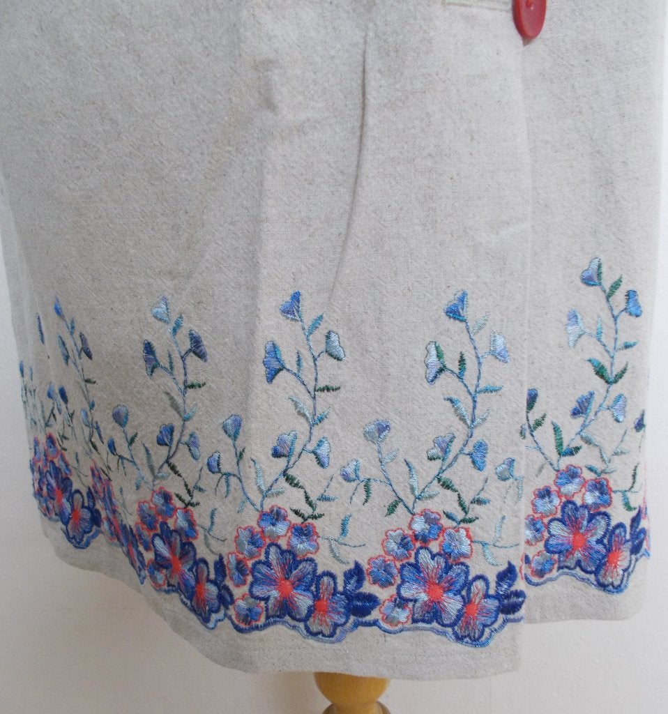 Folklore hand gemaakte rok met borduursels! L, Maat 42/44 (L), Zo goed als nieuw, Knielengte, Meerkleurig