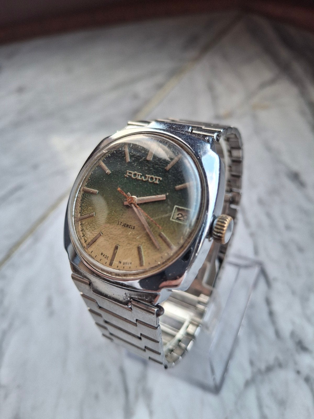 Vintage Poljot USSR – 17 Jewels – Mechanical – Green Patina, Verzenden