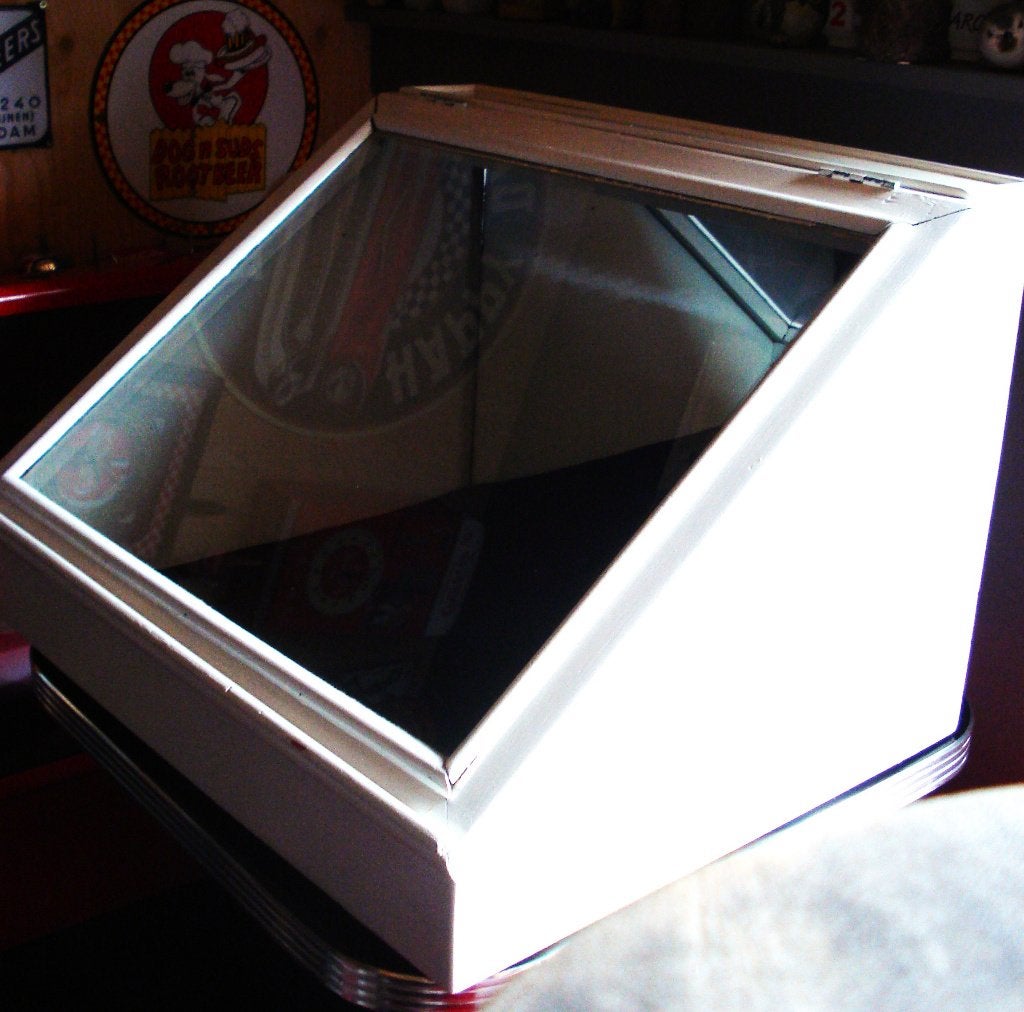 Display vitrine kastje met spiegel en verlichting, Huis en Inrichting, Ophalen, Eikenhout, 50 tot 100 cm, Minder dan 100 cm