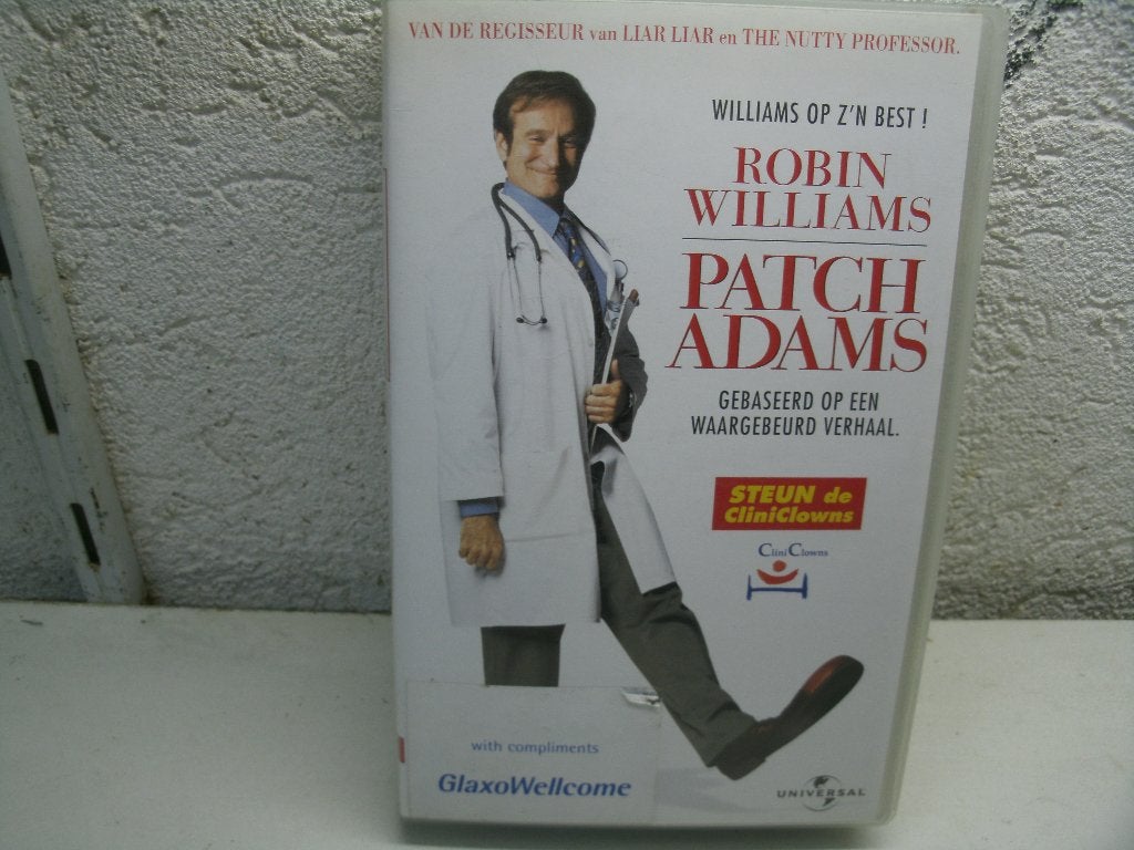 vhs 50b patch adams, Cd's en Dvd's, VHS | Film, Alle leeftijden, Ophalen of Verzenden, Zo goed als nieuw, Komedie