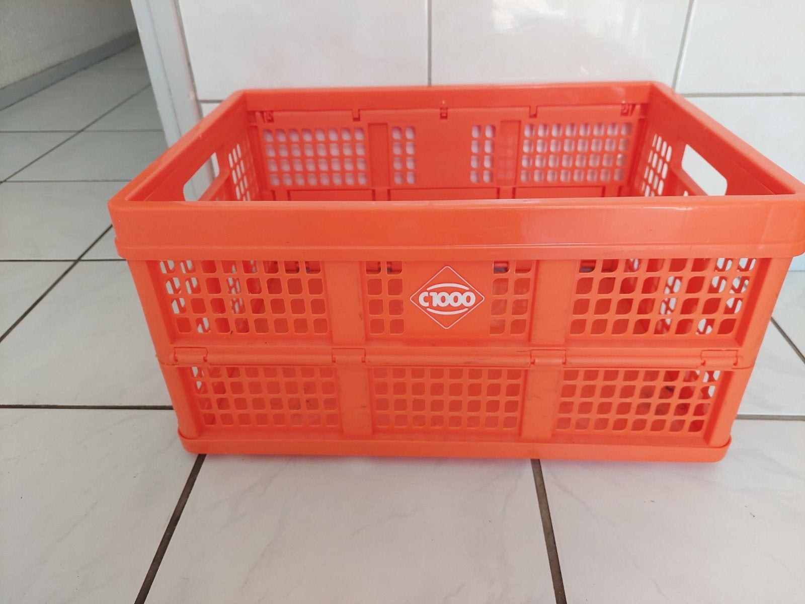 Vintage C1000 Opvouwbaar Boodschappenkrat - Handig & Oranje, C1000, Ophalen of Verzenden