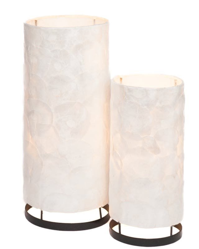 Set van 2 Capizlampen met Parelmoer Effect, Wit, Ophalen of Verzenden, Metaal, Met stekker
