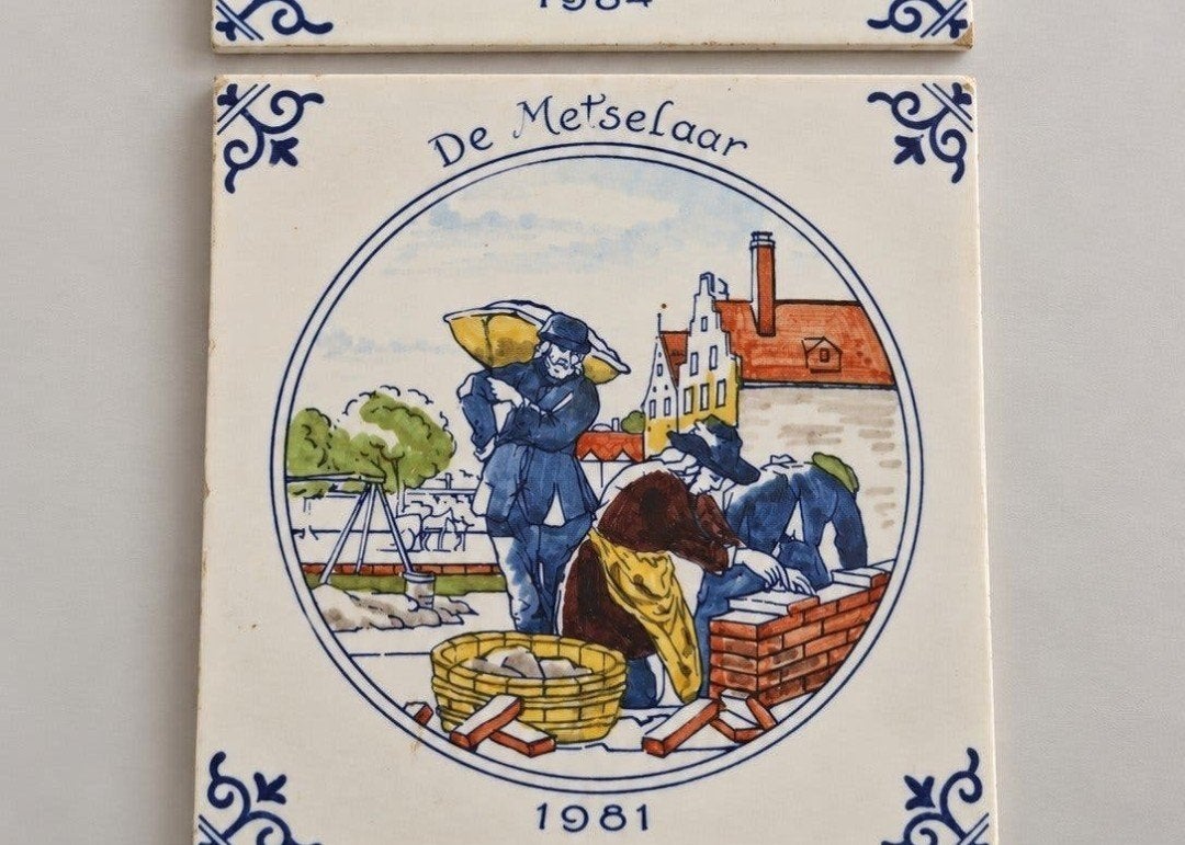 Wandtegel De Metselaar 1981 Delfts blauw, Ophalen of Verzenden