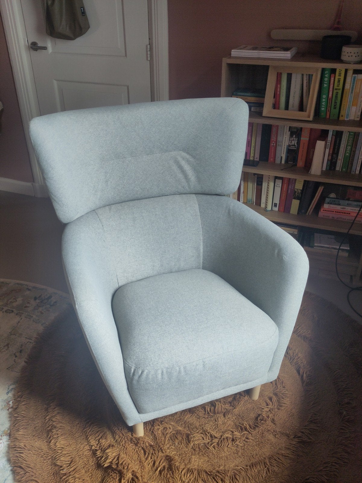 Ikea Oskarshamn oorfauteuil grijs - Zo goed als nieuw, Huis en Inrichting, Fauteuils, Ophalen, 75 tot 100 cm, Zo goed als nieuw