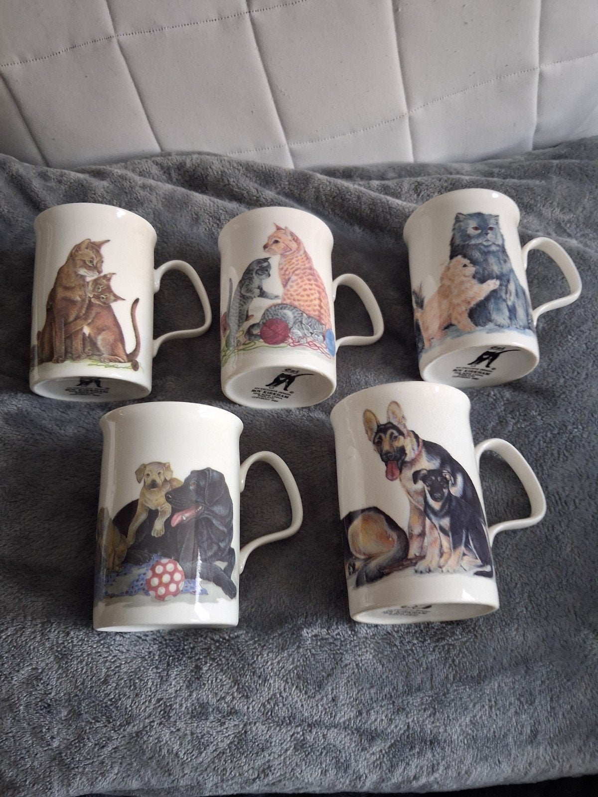 5 Roy Kirkham bekers: 3 katten, 2 honden - Fine Bone China, Ophalen