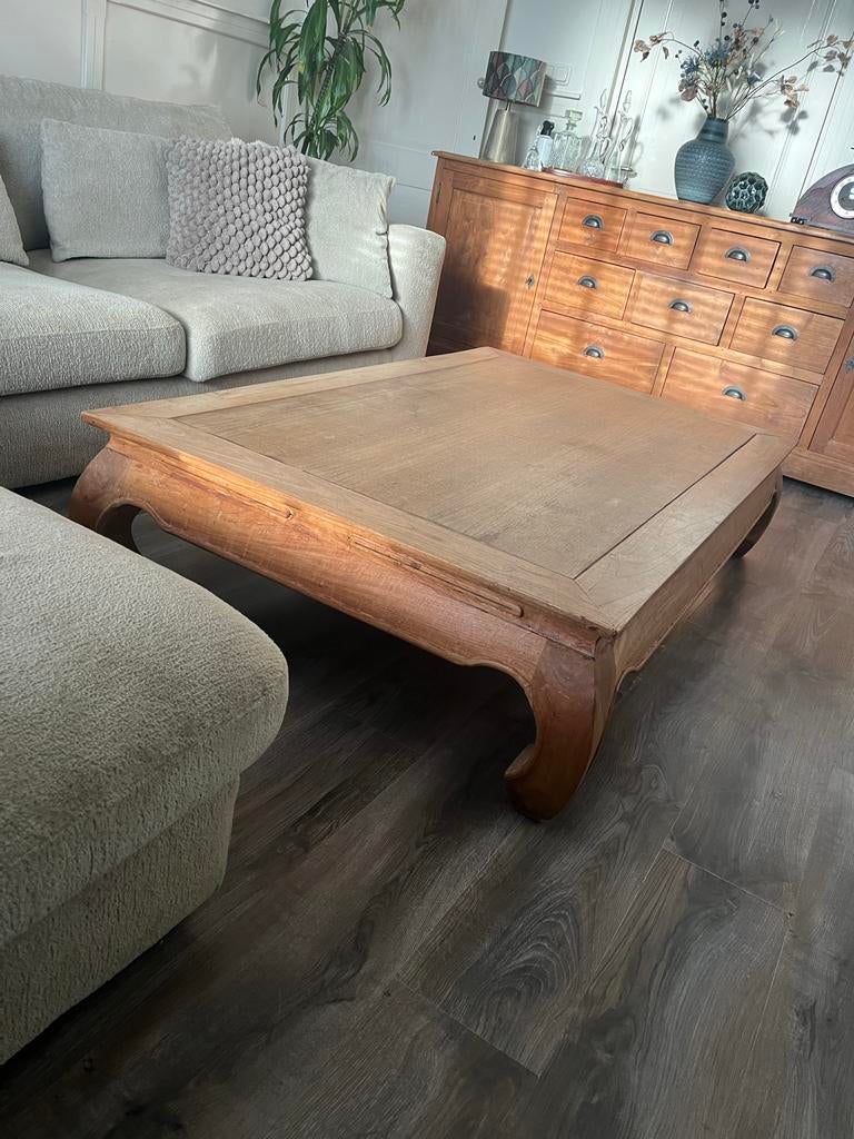 Prachtige Teakhouten Opium Tafel - 160x100x36 cm, Huis en Inrichting, Tafels | Salontafels, Ophalen, 100 tot 150 cm, Teakhout