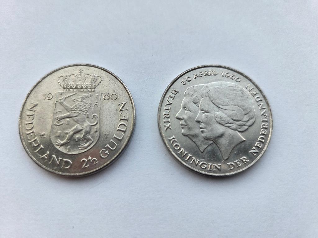 Rijksdaalders uit 1980 met dubbele kop, Ophalen of Verzenden, Koningin Beatrix, 2½ gulden, Losse munt