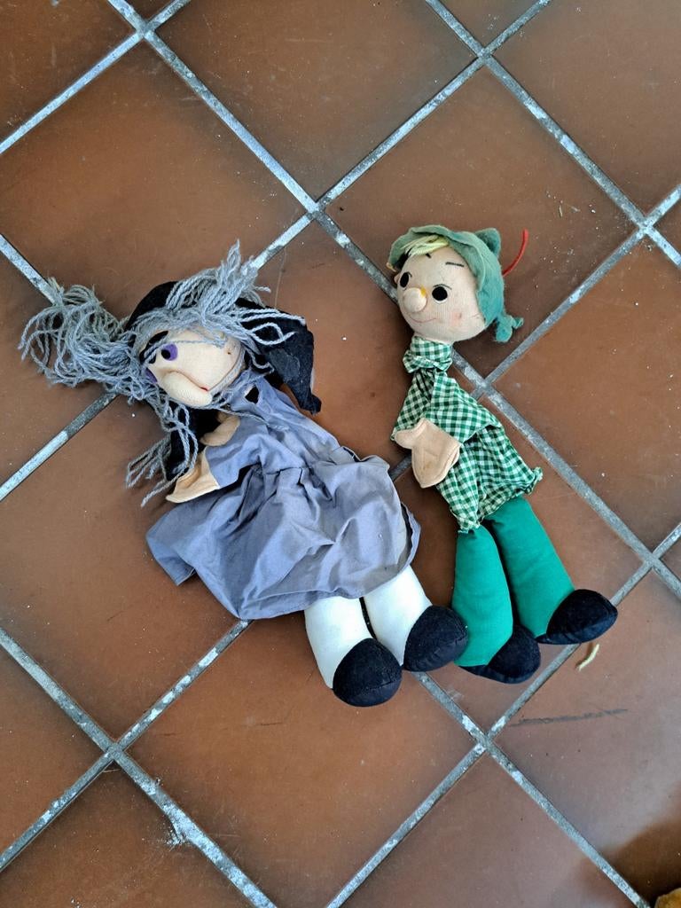 Oude handgemaakte katoenen poppenkastpoppen, Ophalen of Verzenden