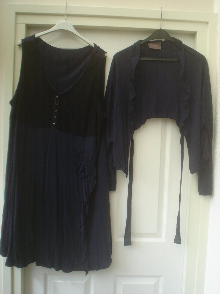 blauwe tuniek/jurk, met vestje, maat xl/xxl, Kleding | Dames, Maat 46/48 (XL) of groter, Zo goed als nieuw, Sempre Piu, Verzenden