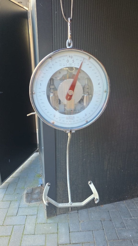 Vintage WEDA hang-weegschaal / weekschaal 5 kg, Ophalen, Gebruikt, Hangweegschaal, WEDA