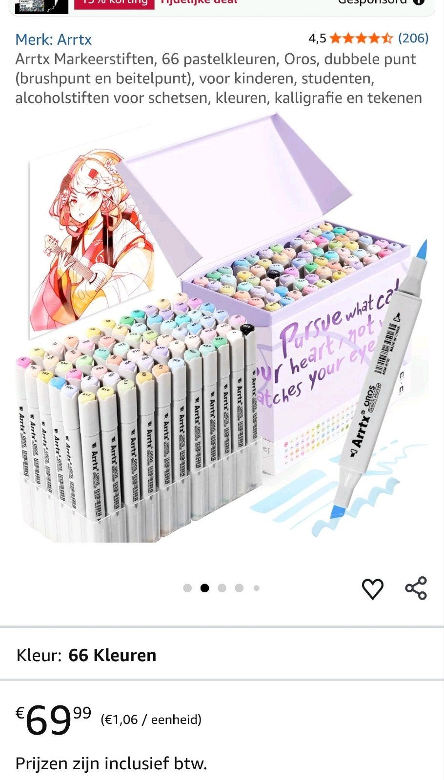 Arrtx OROS 66 Pastelkleuren Alcohol Markers ohuhu, Hobby en Vrije tijd, Tekenen, Ophalen of Verzenden, Nieuw, Potlood of Stift