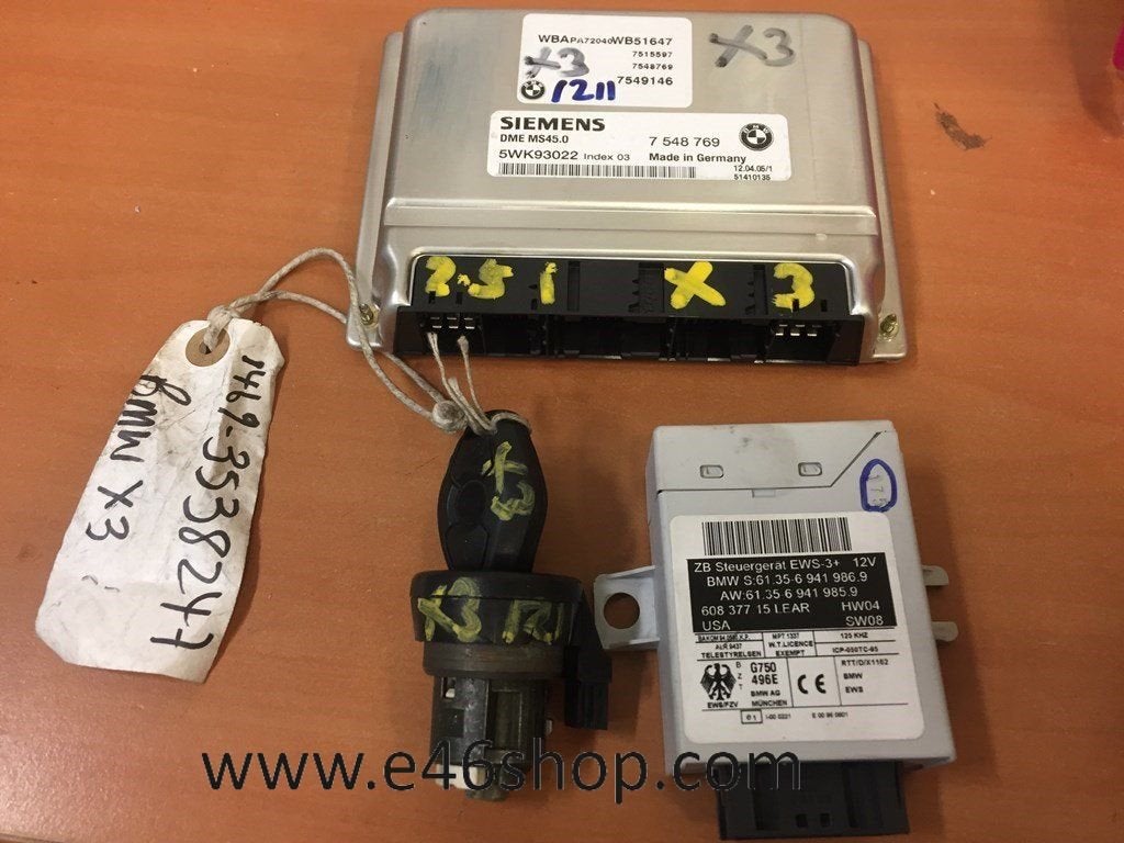 DME EWS Sleutel en Contact set BMW X3 2.5i handbak  oem 7548, Gebruikt, -, -, Ophalen of Verzenden