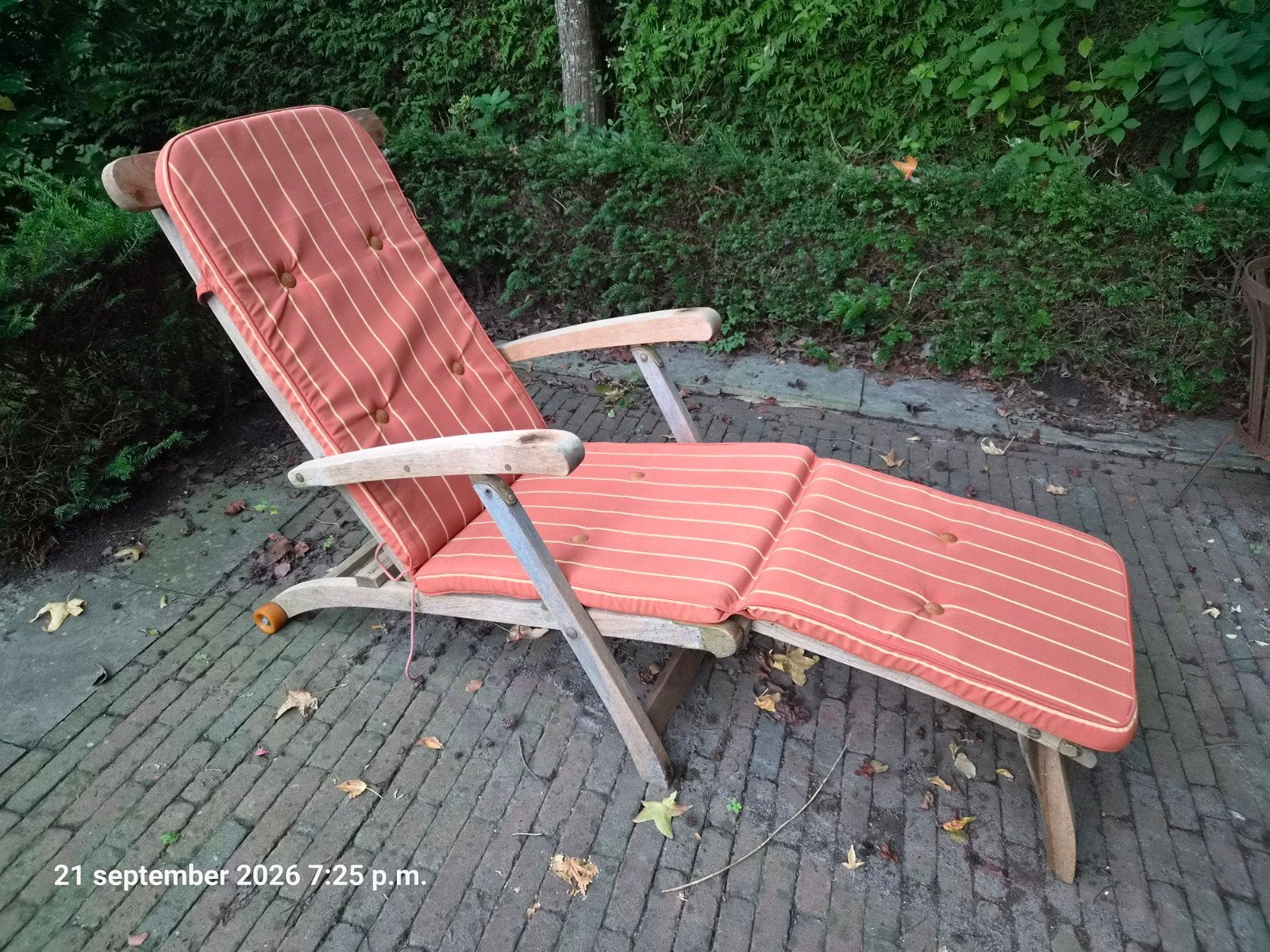 Oxford Collection Ligstoel met Kussen, Ophalen, Gebruikt, Hout, Verstelbaar