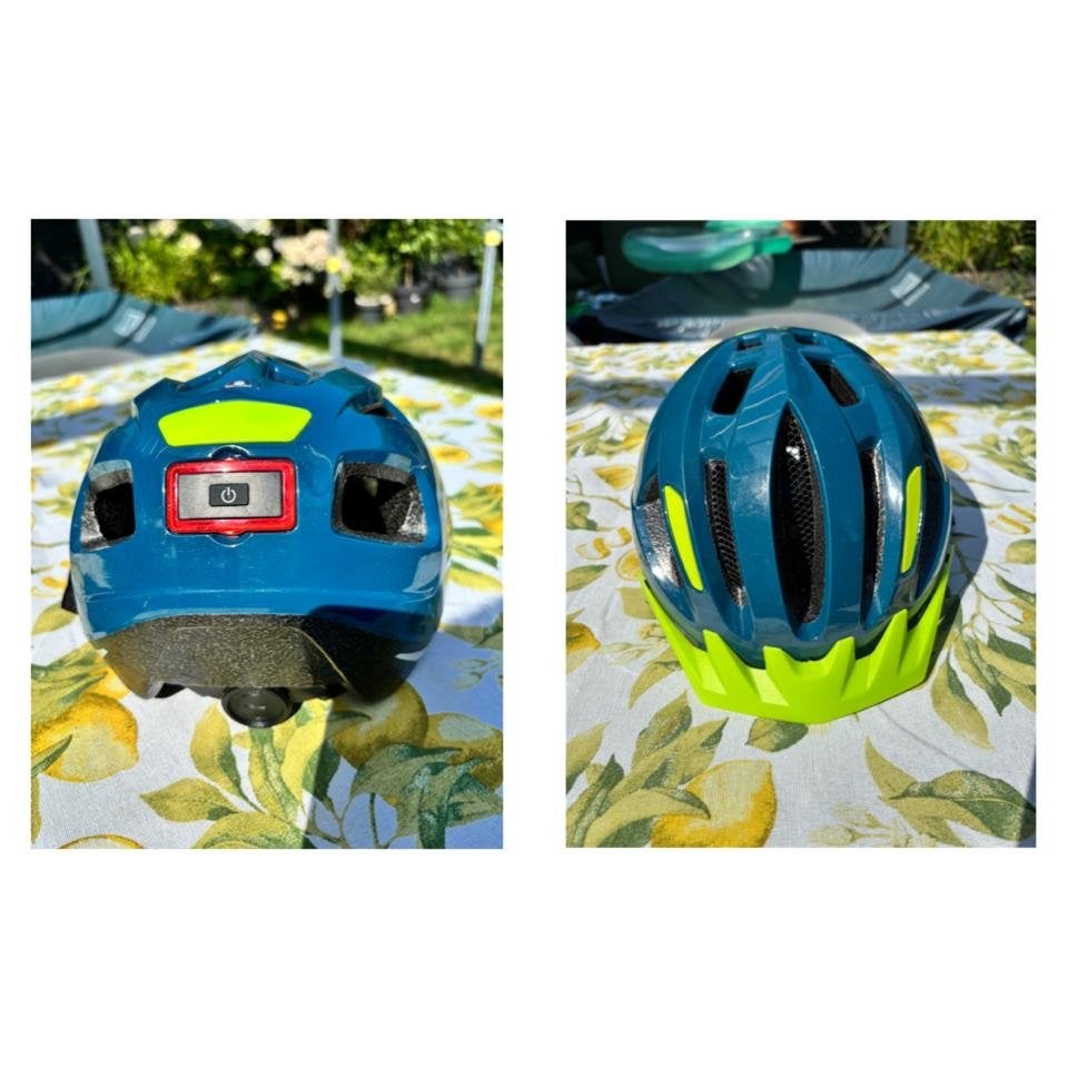 Kinder fietshelm met LED-verlichting - Blauw/Geel, Ophalen, Gebruikt, Overige maten, Jongen of Meisje