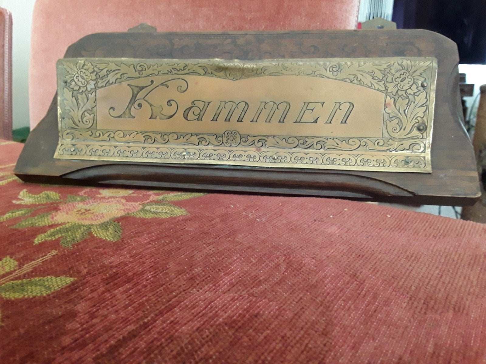 Antiek kammenbak 29x14 cm  eiken koper, Tuin en Terras, Brievenbussen, Ophalen of Verzenden, Hout