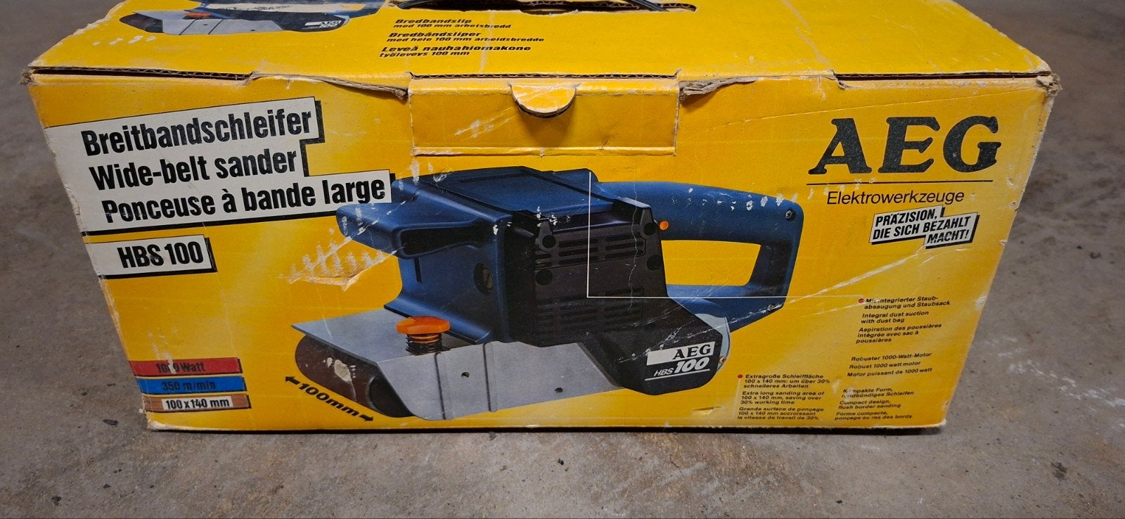 AEG hbs100 bandschuurmachine, Doe-het-zelf en Verbouw, Ophalen of Verzenden, Zo goed als nieuw, 600 tot 1200 watt, Bandschuurmachine