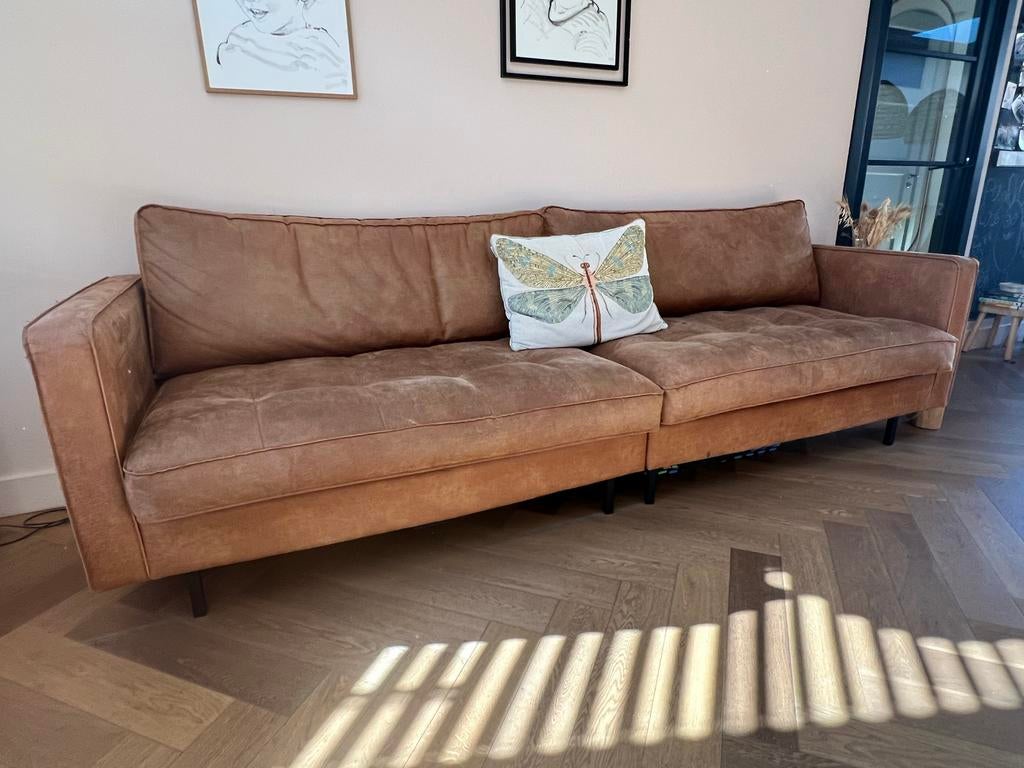 Comfortabele 4-zitsbank (vierzitsbank) in suede eco-leer, Ophalen, Gebruikt, Driepersoons, 75 tot 100 cm