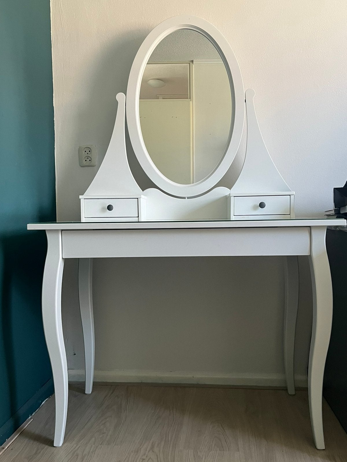 HEMNES Dressing table with mirror, Ophalen, Zo goed als nieuw, 50 tot 100 cm, Minder dan 100 cm