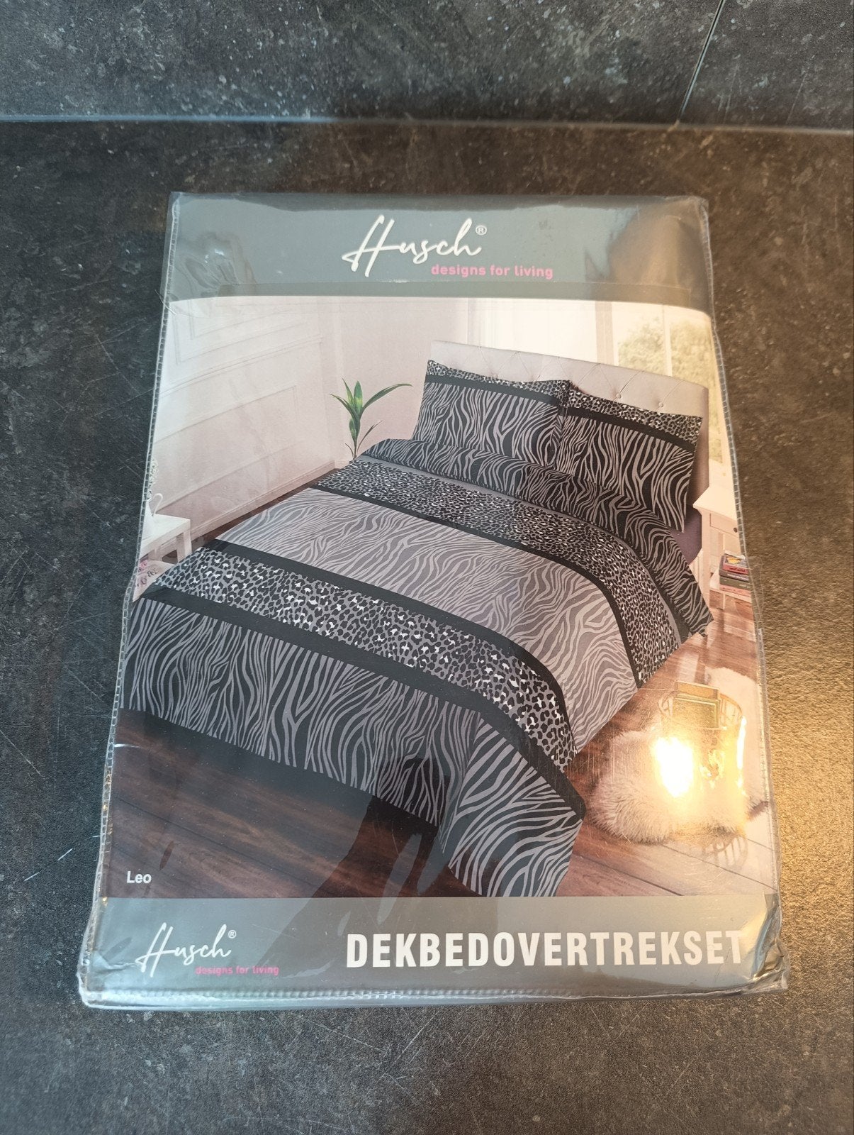 Nieuw Husch Dekbedovertrekset Leo - Zebra/Luipaardprint, Huis en Inrichting, Ophalen of Verzenden, Nieuw, Grijs, Dekbedovertrek