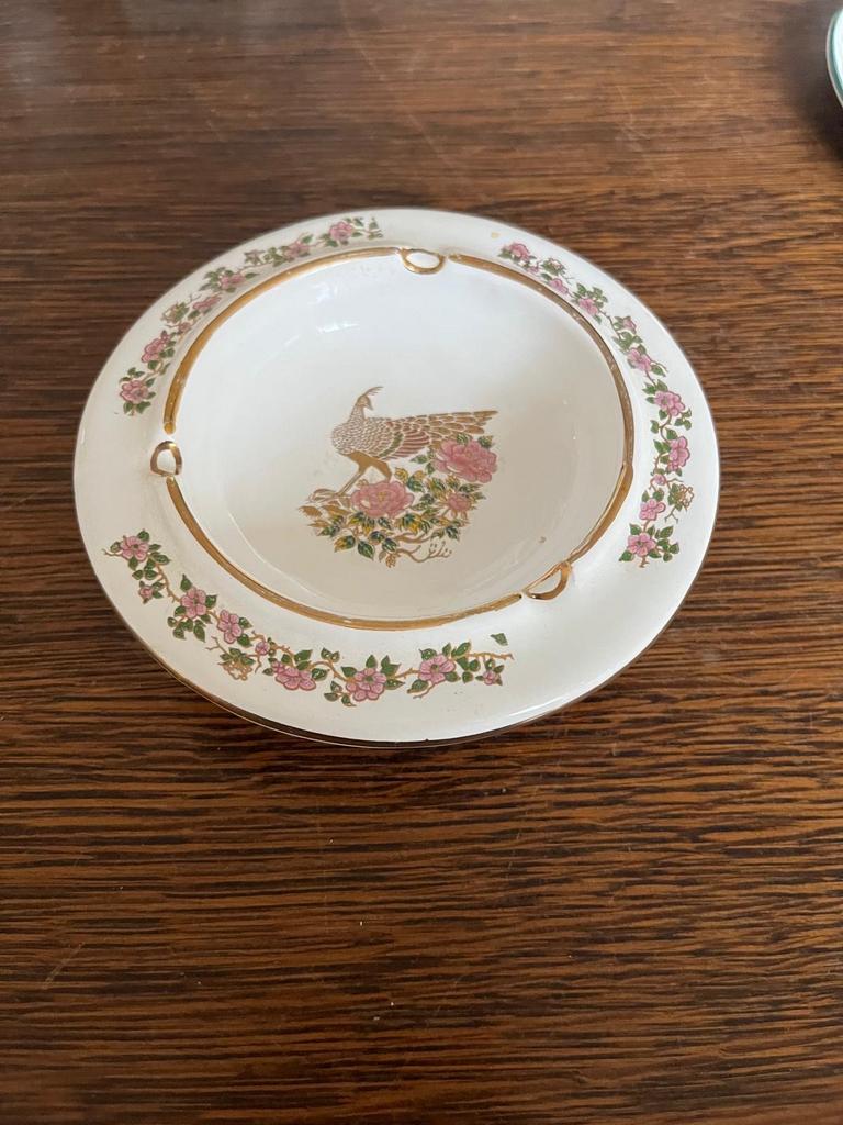 Vintage Griekse asbak met pauw en 24k goud, Antiek en Kunst, Antiek | Keramiek en Aardewerk, Ophalen of Verzenden