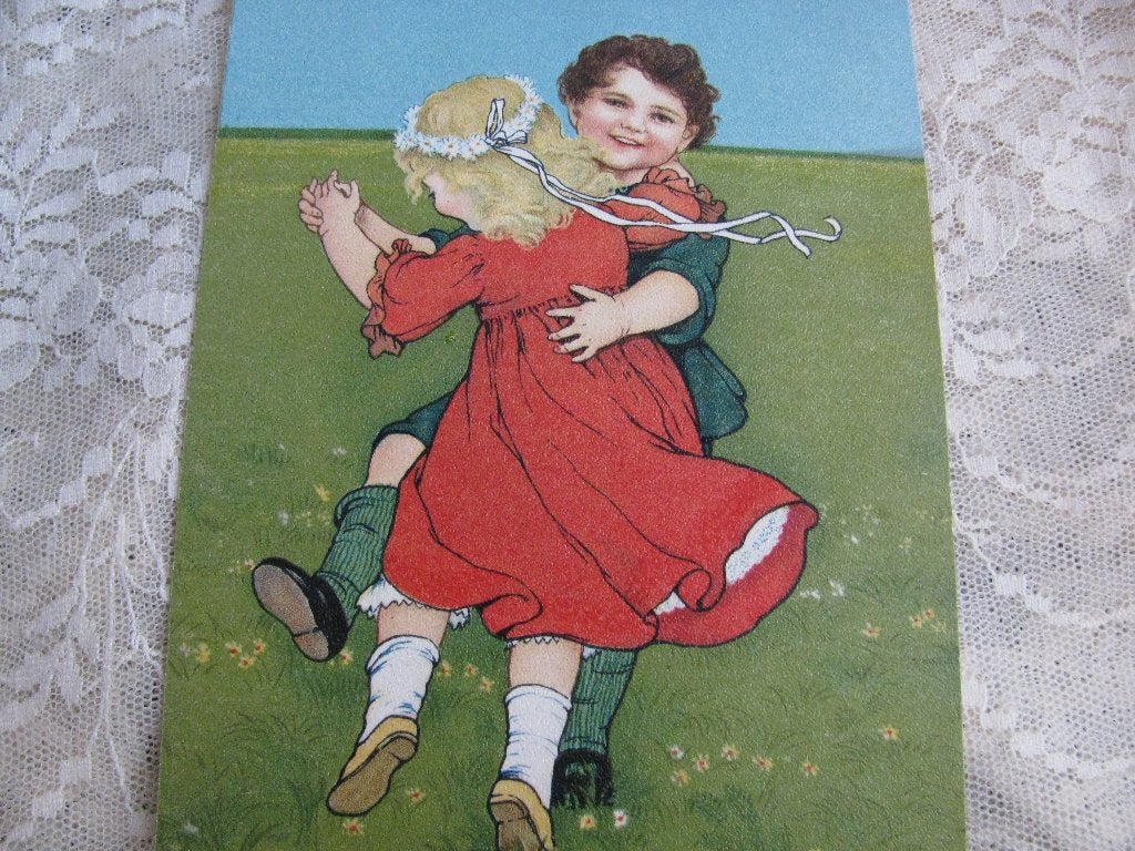 Antieke Kaart / M Flatscher - Dansende Kinderen Thee Reclame, Verzenden, Voor 1920, Ongelopen, Kinderen
