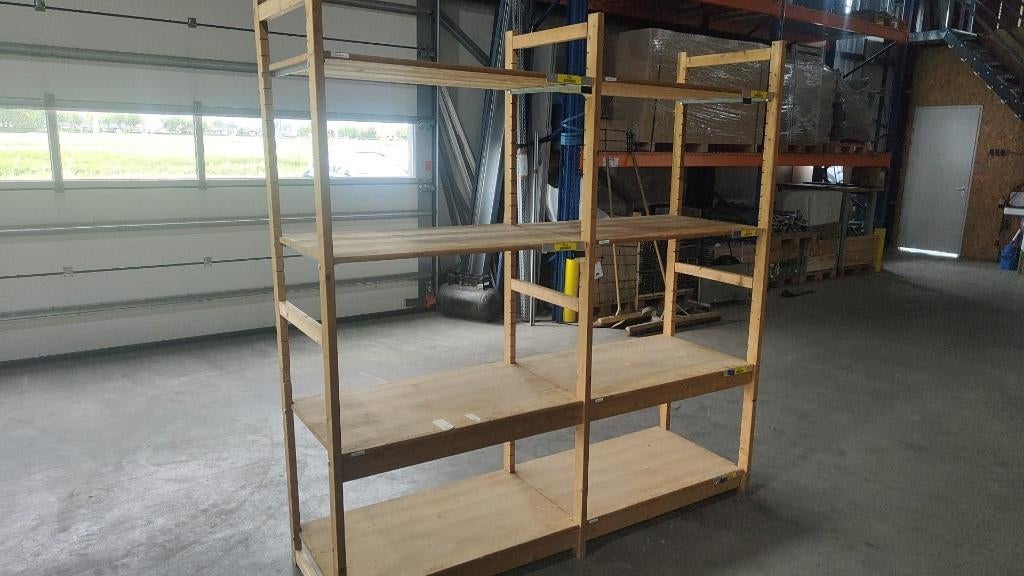 Bruynzeel massief houten stelling 2m x 60cm x 2,10m (LxDxH), Zakelijke goederen, Kantoor en Winkelinrichting | Magazijn, Stelling en Opslag