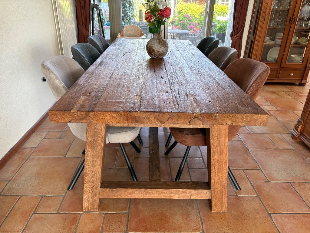 Mooie, stevige en robuuste hardhouten ‘Stammtisch’…, Huis en Inrichting, Tafels | Eettafels, Ophalen, Gebruikt, 100 tot 150 cm