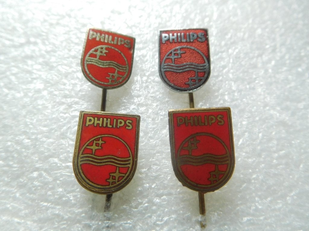 4 x emaille speldje PHILIPS, Ophalen of Verzenden, Zo goed als nieuw, Overige onderwerpen