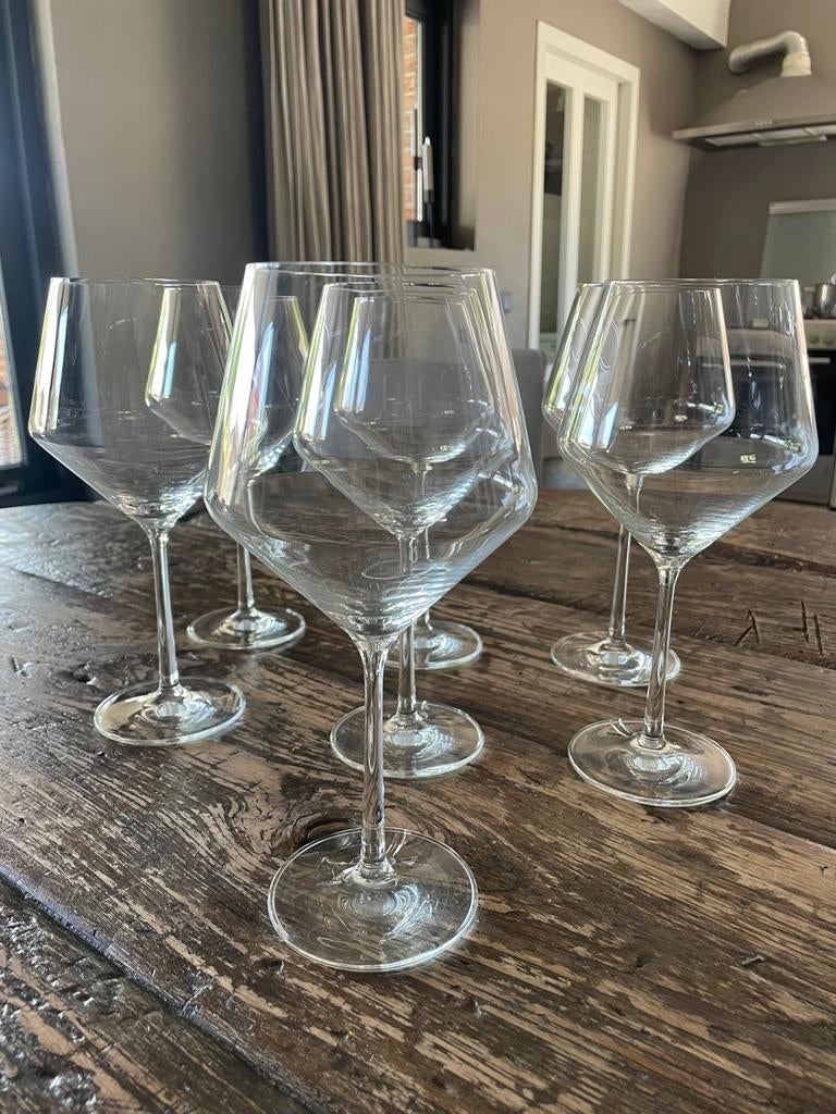 7 rode wijnglazen, Verzamelen, Glas en Borrelglaasjes, Ophalen, Nieuw, Overige typen