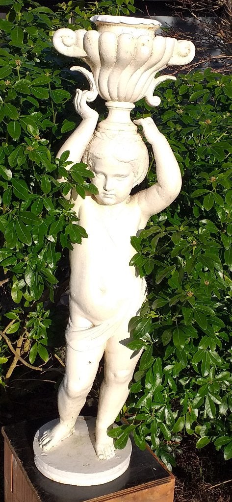 tuinbeeld in gietijzer, Tuin en Terras, Tuinbeelden, Ophalen, Gebruikt, Metaal, Mensenbeeld