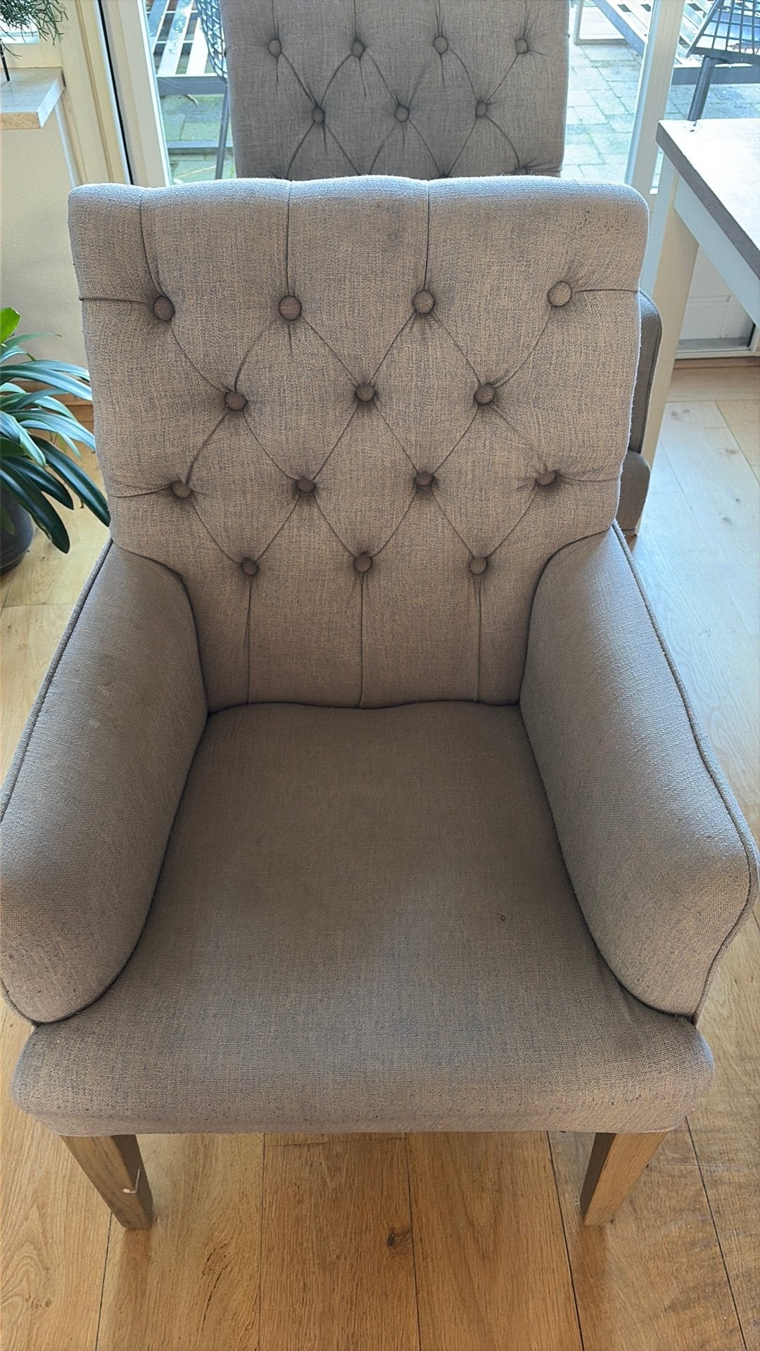 6 gecapitonneerde stoelen, Ophalen, Gebruikt, Minder dan 75 cm, Stof