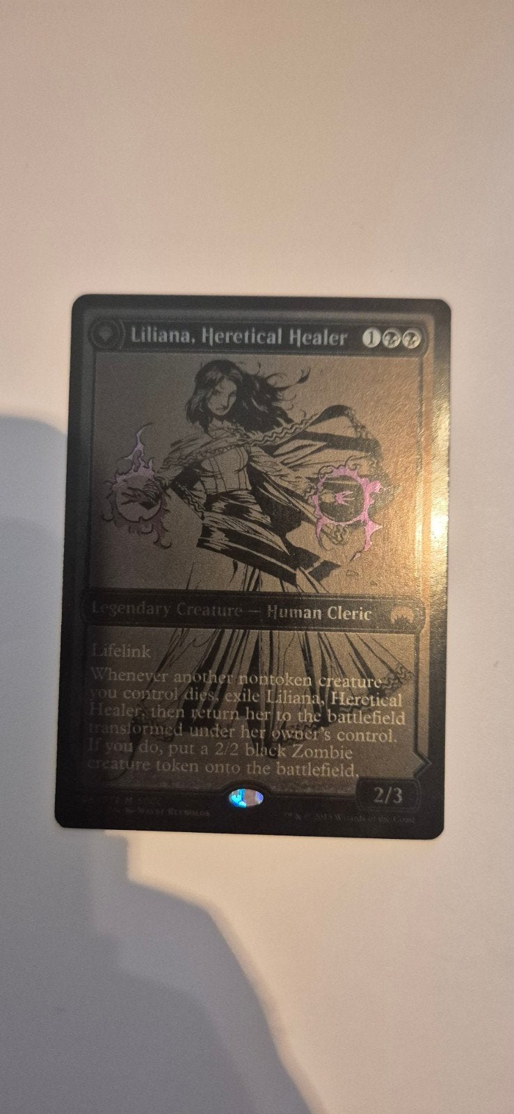Liliana, Heretical Healer / Defiant Necromancer Foil, Ophalen of Verzenden, Zo goed als nieuw, Losse kaart, Foil