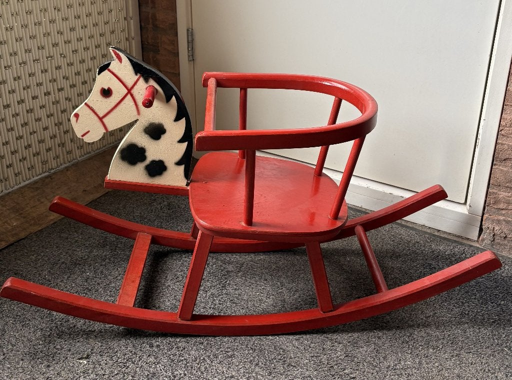 Prachtig Vintage Houten Hobbelpaard (Model Herlag), Antiek en Kunst, Ophalen