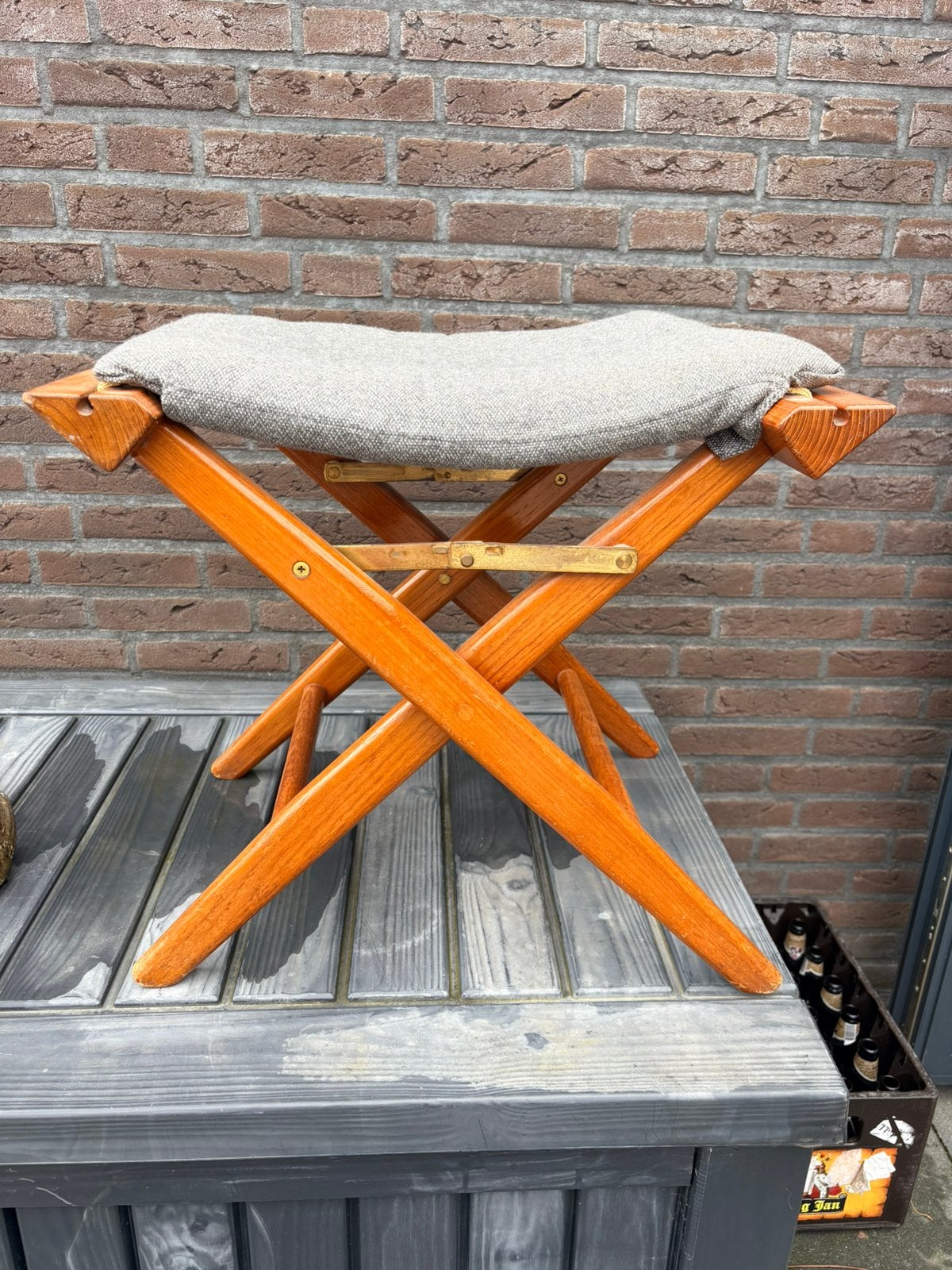 2 originele regiseursstoelen met 2 bijpassende krukken, Watersport en Boten, Ophalen of Verzenden, Gebruikt, Interieur en Kussens