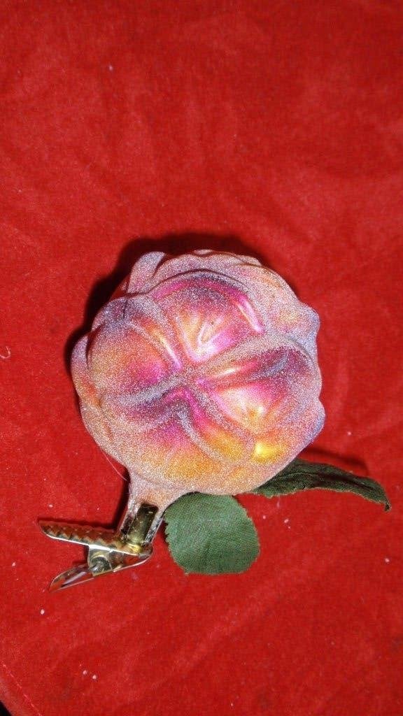 Vintage glazen kerstbal op knijper roos van INGE GLAS, Diversen, Ophalen of Verzenden, Zo goed als nieuw