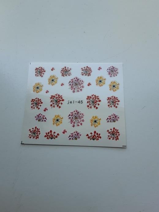 Velletje nagel water decals stickers jel-45 bloemetjes rood, Verzenden, Nieuw, Handen en Nagels, Toebehoren