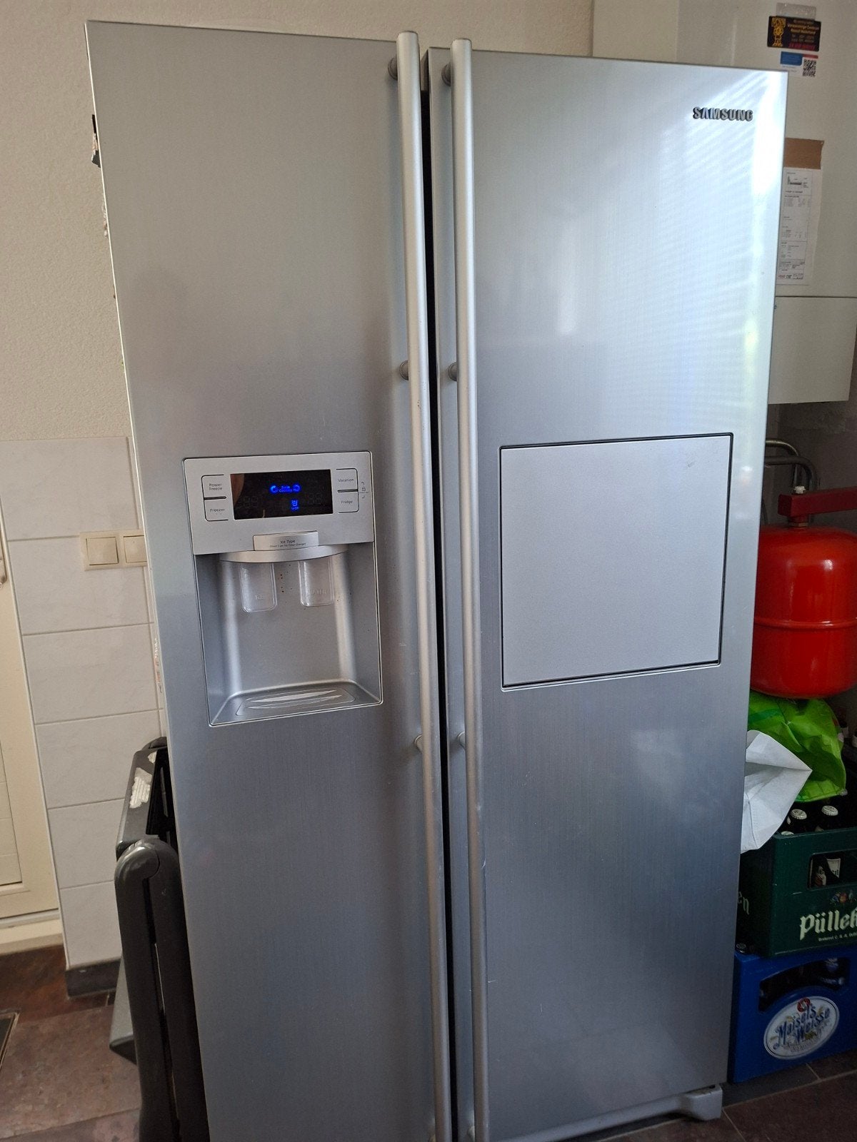 Samsung Amerikaanse koelkast met waterdispenser (lekt), Ophalen, Gebruikt, 200 liter of meer, 60 cm of meer