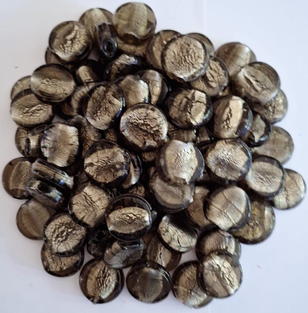 Partij 1 kilo grote silverfoil ronde glaskralen 25 mm 4, Hobby en Vrije tijd, Verzenden, Nieuw, Kraal
