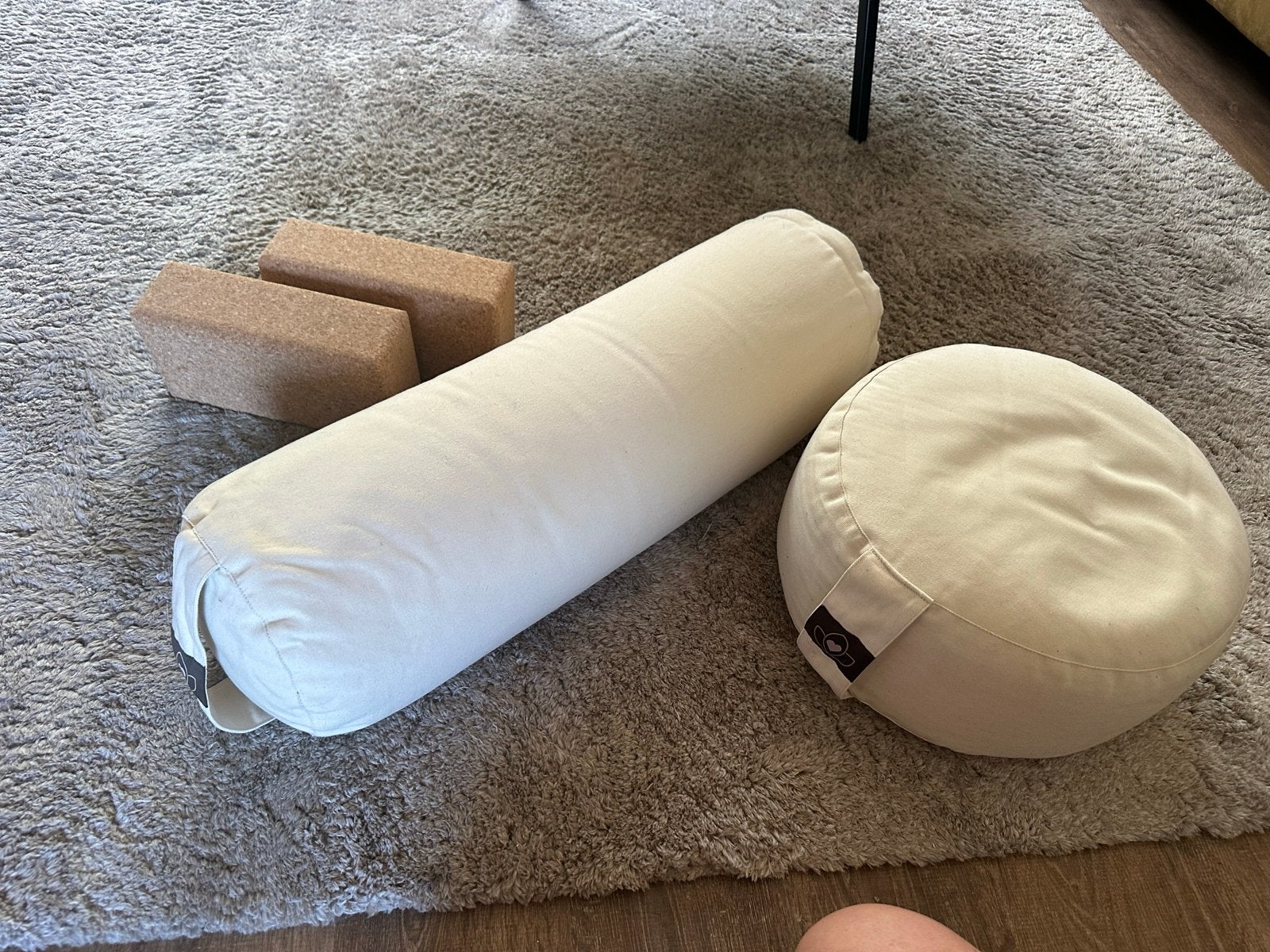 Yoga set: Bolster, meditatiekussen en kurkblokken, Ophalen, Nieuw, Yoga-accessoire