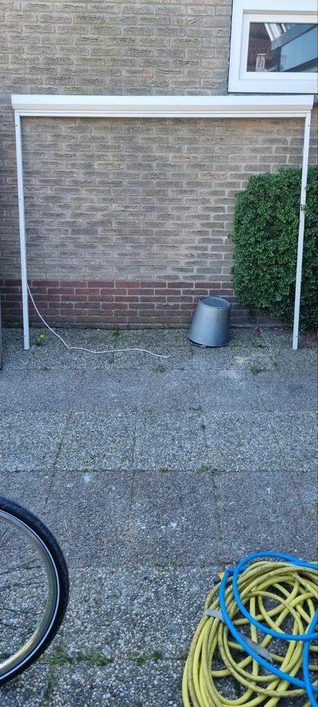 Zonnescherm screen sunscreen elektrisch scherm wit, Ophalen, Minder dan 3 meter, Hout, 1 tot 2 meter