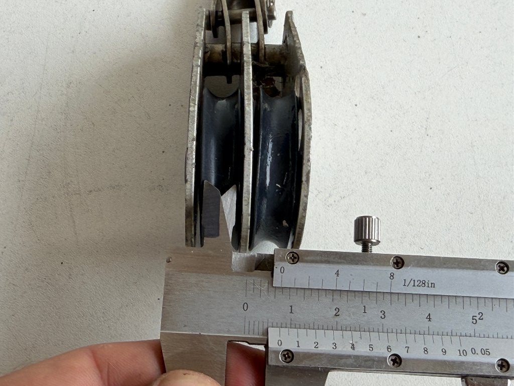 Nemo 2 schijfs blok 42 mm tot 8 mm lijn, Watersport en Boten, Ophalen of Verzenden, Gebruikt, Lijn of Blok