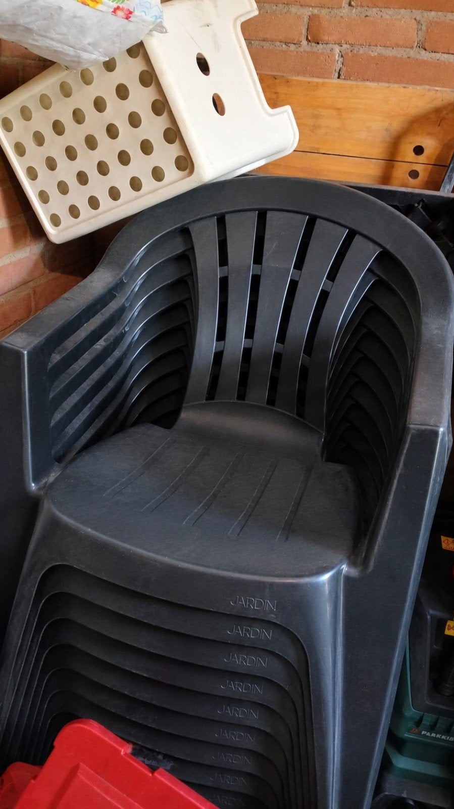 9 stapelbare tuinstoelen van kunststof, merk Jardin, Ophalen, Gebruikt, Kunststof, Stapelbaar
