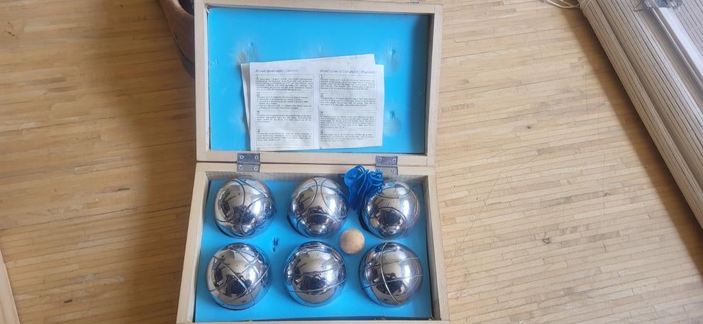Jeu de boules set in zelfgemaakte doos, Antiek en Kunst, Ophalen