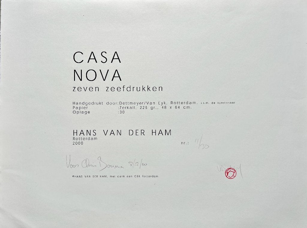 Map met 7x zeefdruk Hans van der Ham - Casa Nova, Antiek en Kunst, Gesigneerd, Verzenden, Zeefdruk