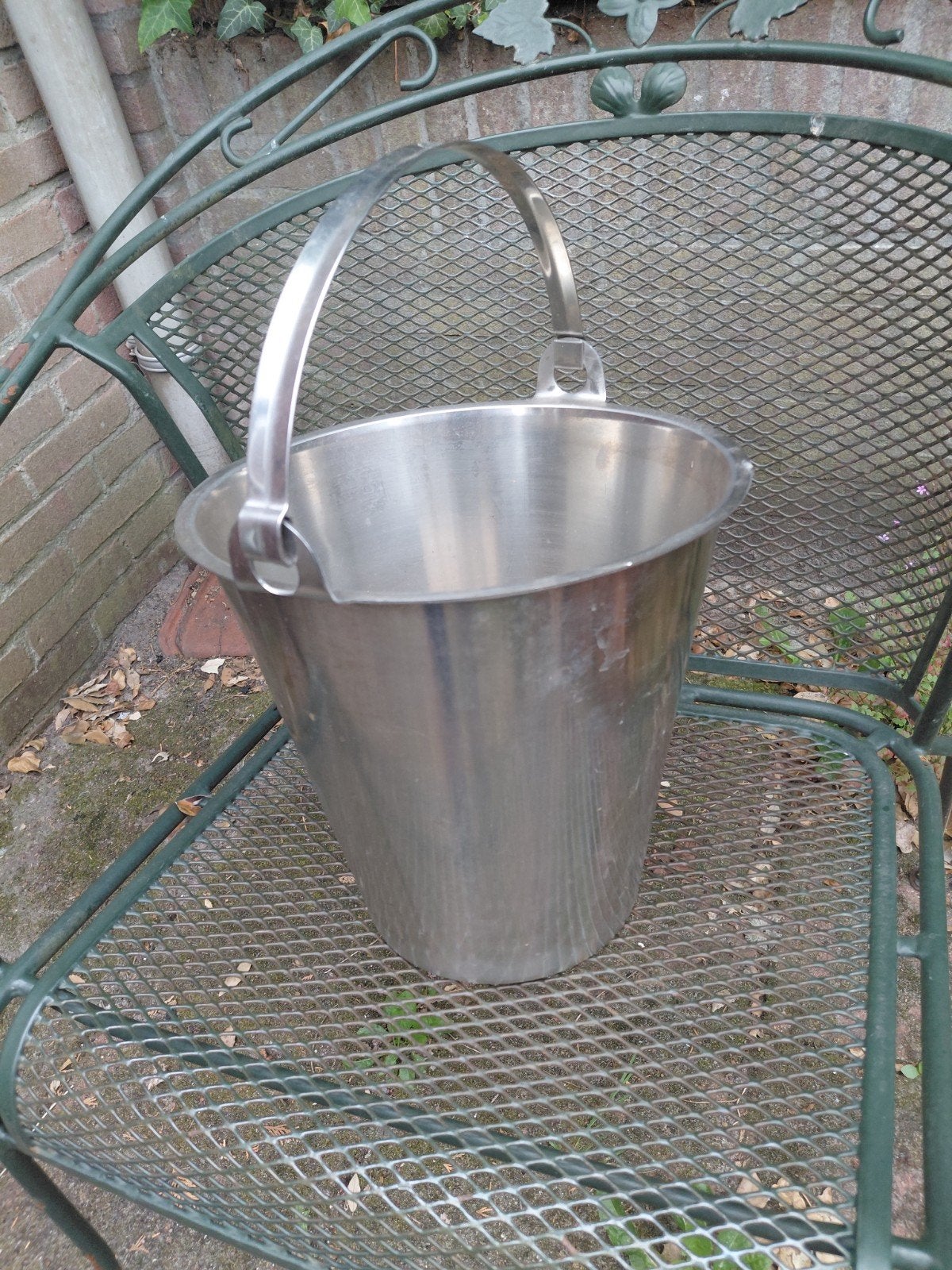 ijsemmer / flessenkoeler RVS 18/10, 5 liter., Flessenkoeler, Gebruikt, Zilver, Ophalen of Verzenden