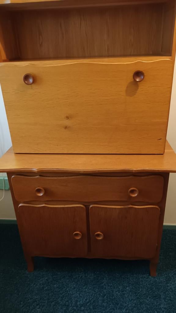 Vintage Commode met Opbouw en Lade, Ophalen, Gebruikt, 50 tot 70 cm, 105 cm of meer