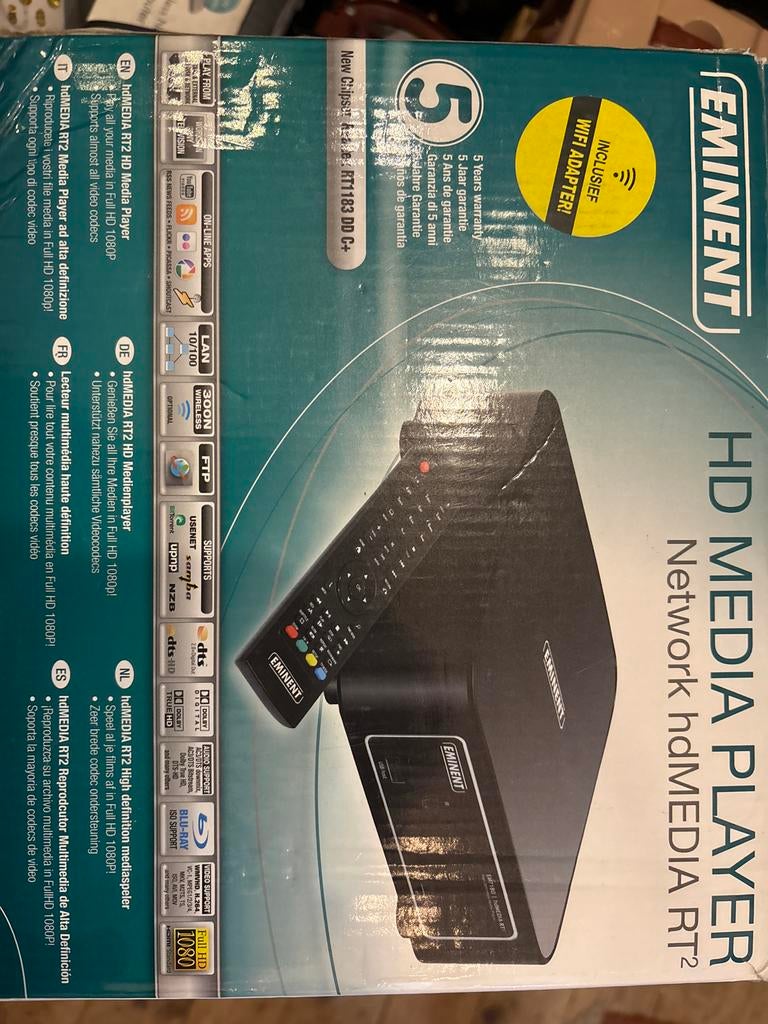 Eminent hdMEDIA RT2 HD Mediaspeler met WiFi Adapter, Ophalen of Verzenden, Zo goed als nieuw